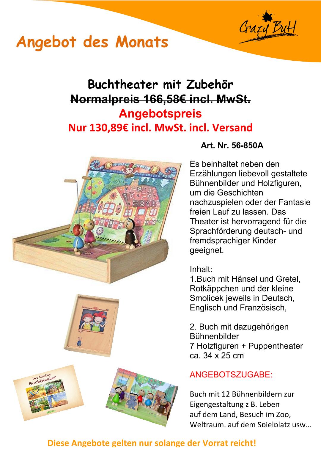 56 850A Angebot Buchtheater mit Zubehör Brutto